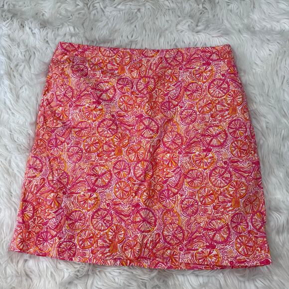Lilly Pulitzer Women's Skirt Ten Speed Bicycle Print Skirt Size 8 Pink Resort - Picture 9 of 16